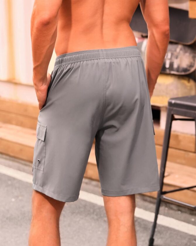 Men's Swim Trunks with Compression Liner Quick Dry Bathing Suits 9 Inch Swimming Shorts with Cargo Pockets - Image 2