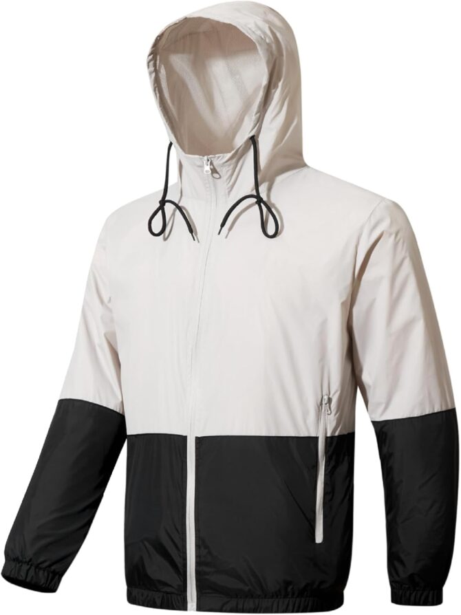Men's Lightweight Raincoats Shell Hooded Outdoor Rain Coat Hiking Windbreaker Jacket