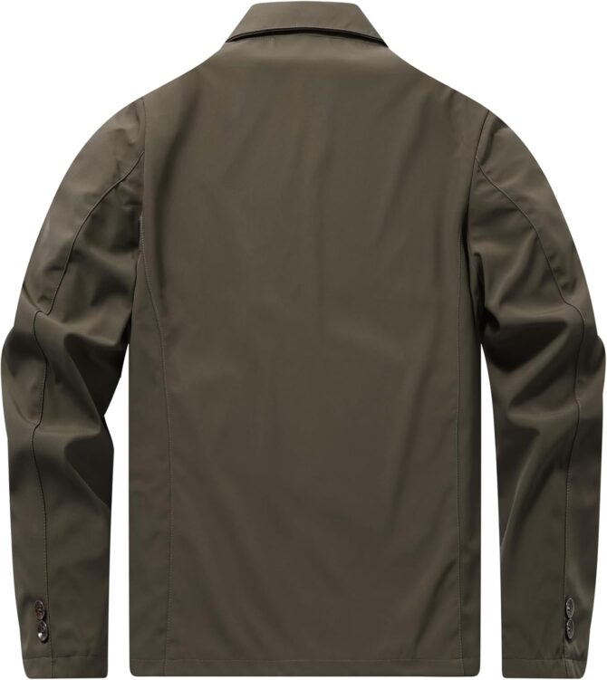 Mens Casual Jacket Button Windbreaker Spring Fall Daily Coat - Image 2