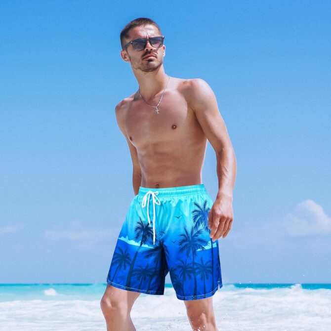 Men's Swim Trunks with Compression Liner Board Beach Shorts Quick Dry Swim Shorts Bathing Suits with Zipper Pock - Image 2