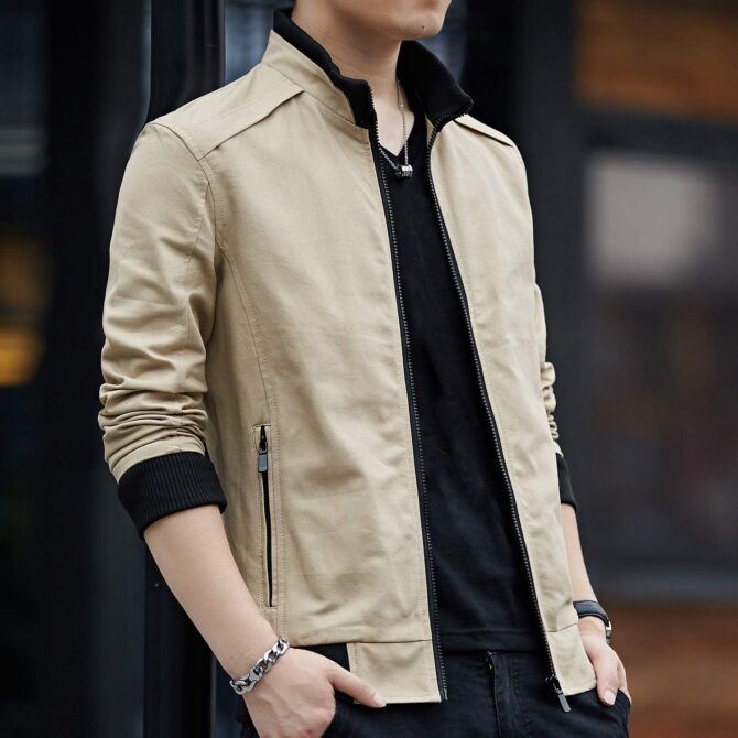 Mens Casual Windbreaker Outerwear Cotton Lightweight Jackets - Image 2