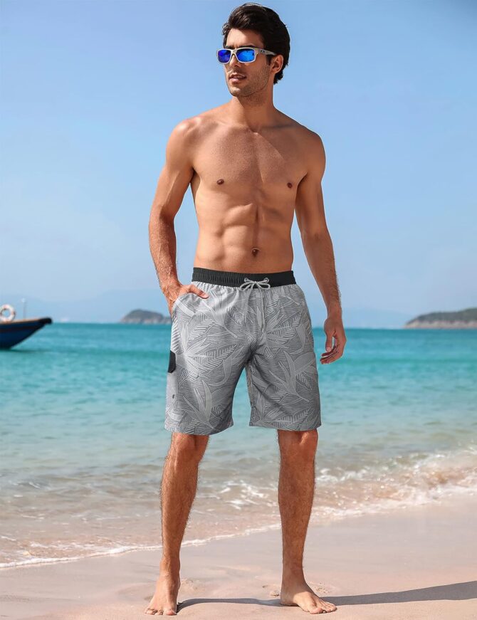 Mens Swim Trunks 9" Quick Dry Stretch Swim Shorts Mesh Lining Bathing Suits Swimwear Beach Shorts with Pockets - Image 2