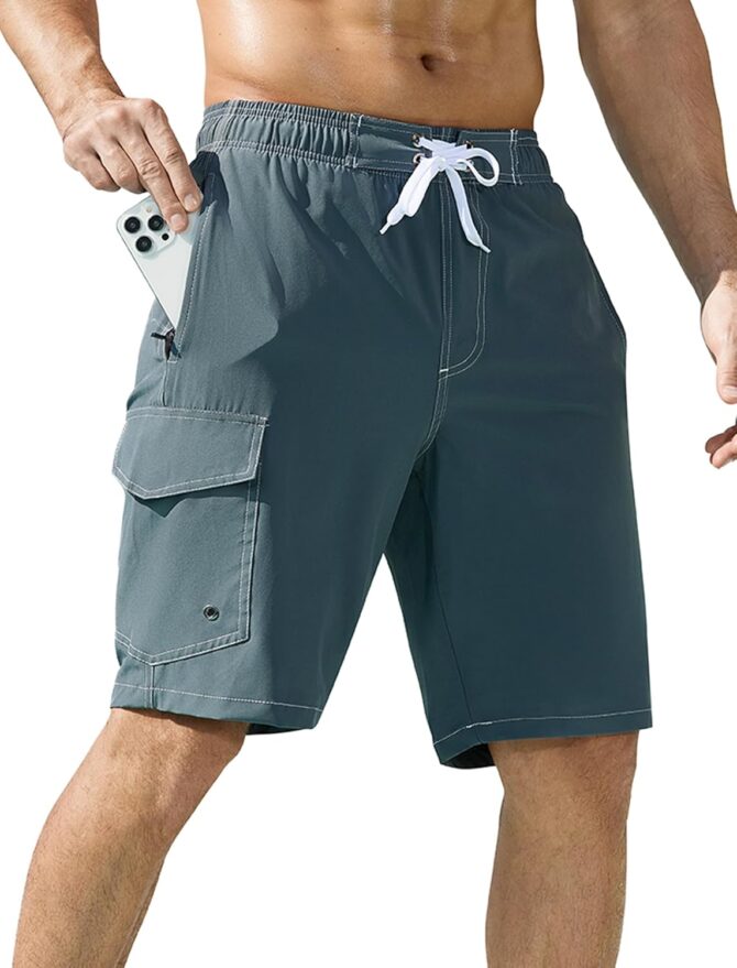 Mens Swim Trunks with Compression Liner Quick-Dry 10" Stretch Beach Shorts - Image 2