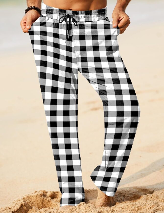 Linen Pants Men Casual 2025 Summer Beach Elastic Drawstring Waist Yoga Pants Travel Baggy Work Pant Pajama - Image 2