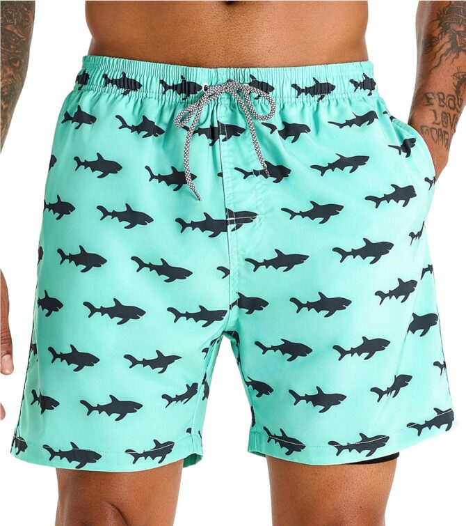 Men's Swim Trunks with Compression Liner 5 Inch Bathing Suit Beach Swimsuits - Image 2